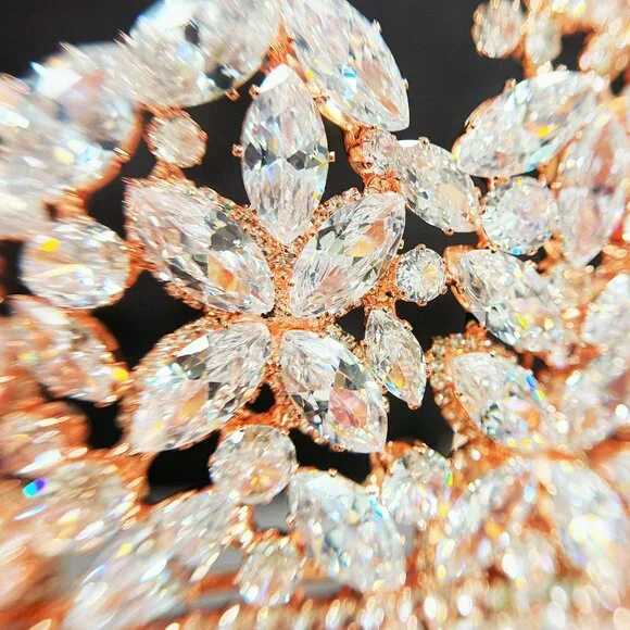 Luxury Rose gold crown, Swarovski crystal crown, wedding jewelry, Pageant Crown - Picture 7 of 9